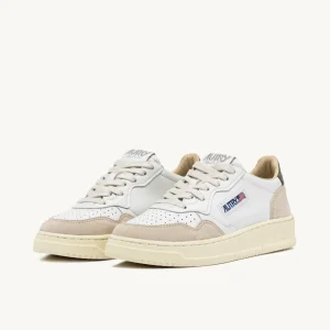 Uomo Autry Uomo | – Medalist Low in Pelle e Suede Bianco Covert Green