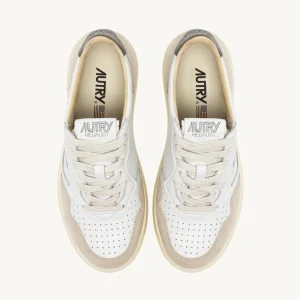 Uomo Autry Uomo | – Medalist Low in Pelle e Suede Bianco Covert Green