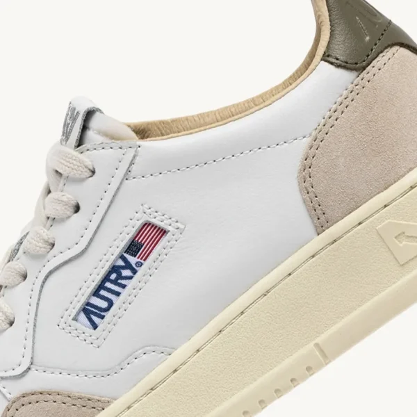 Uomo Autry Uomo | – Medalist Low in Pelle e Suede Bianco Covert Green