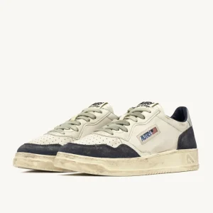 Uomo Autry Uomo | – Medalist Low Super Vintage in Pelle e Suede Space Blue Silver