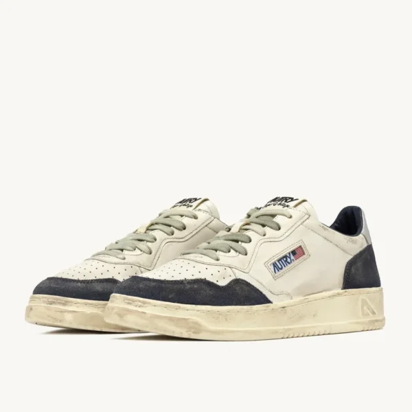 Uomo Autry Uomo | – Medalist Low Super Vintage in Pelle e Suede Space Blue Silver
