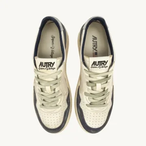 Uomo Autry Uomo | – Medalist Low Super Vintage in Pelle e Suede Space Blue Silver