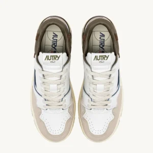 Uomo Autry Uomo | – Sneaker CLC Low in Pelle e Suede Bianca Covert Green