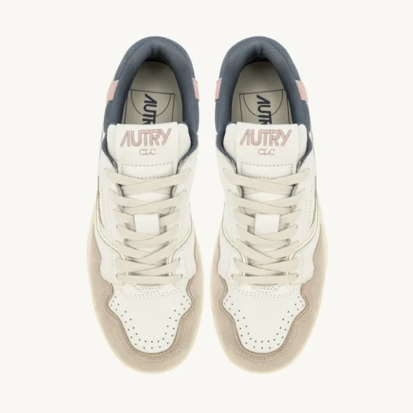 Donna Autry Donna | – Sneaker CLC Low in Pelle e Suede Bianca Peach Whip