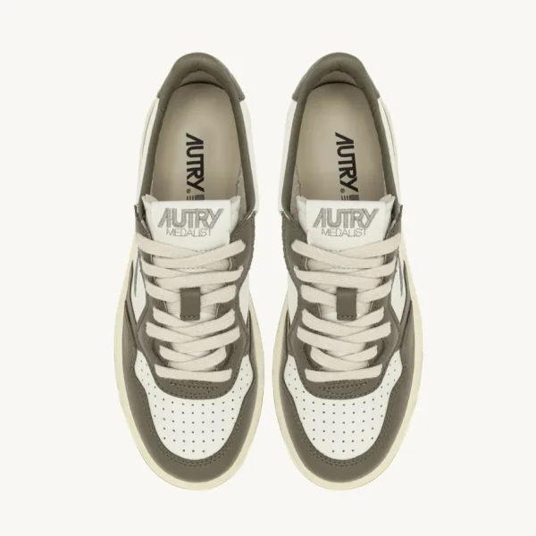 Donna Autry Donna | – Sneaker Medalist Low in Pelle Bianca Verde Militare