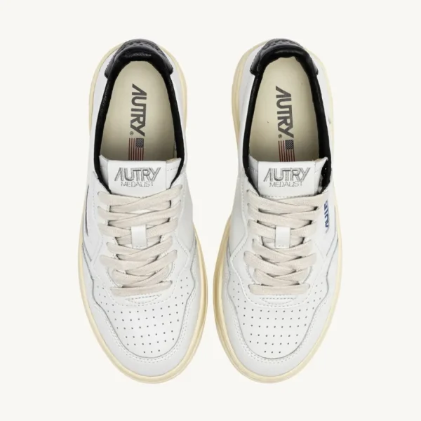 Donna Autry Donna | – Sneaker Medalist Low in Pelle Bianca Nera con Lettering