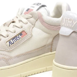 Donna Autry Donna | Sneaker Open Mid Pelle Mesh Suede Bianco Rosa