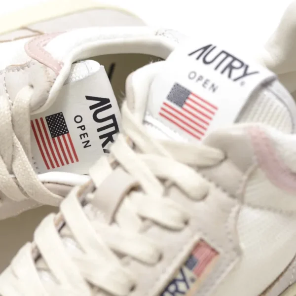 Donna Autry Donna | Sneaker Open Mid Pelle Mesh Suede Bianco Rosa