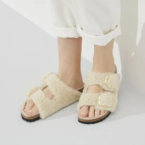 Donna Birkenstock Donna | – Arizona Big Buckle Shearling Teddy Eggshell