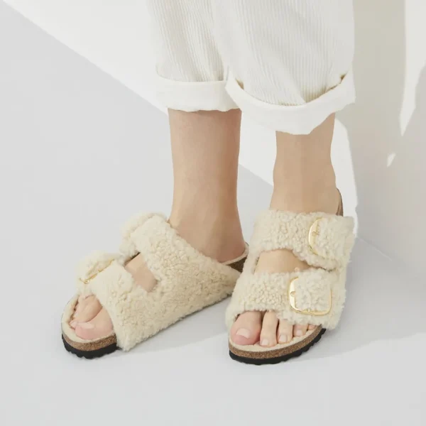 Donna Birkenstock Donna | – Arizona Big Buckle Shearling Teddy Eggshell