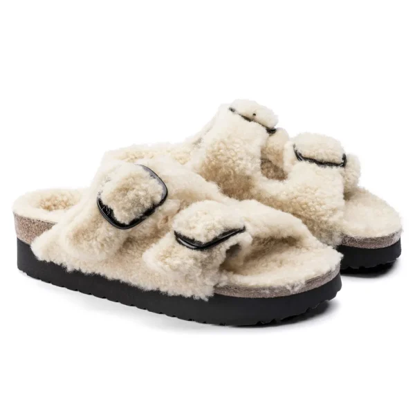 Donna Birkenstock Donna | – Arizona Big Buckle Shearling Teddy Eggshell