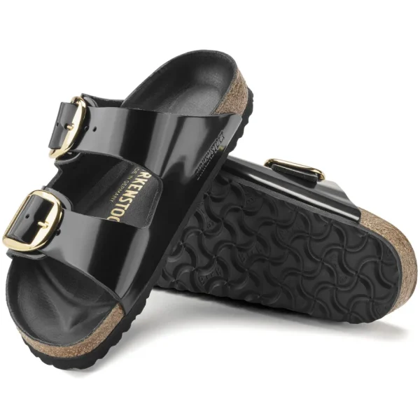 Donna Birkenstock Donna | – Arizona Big Buckle Shine Black, Natural Leather