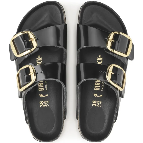 Donna Birkenstock Donna | – Arizona Big Buckle Shine Black, Natural Leather