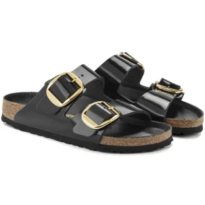 Donna Birkenstock Donna | – Arizona Big Buckle Shine Black, Natural Leather
