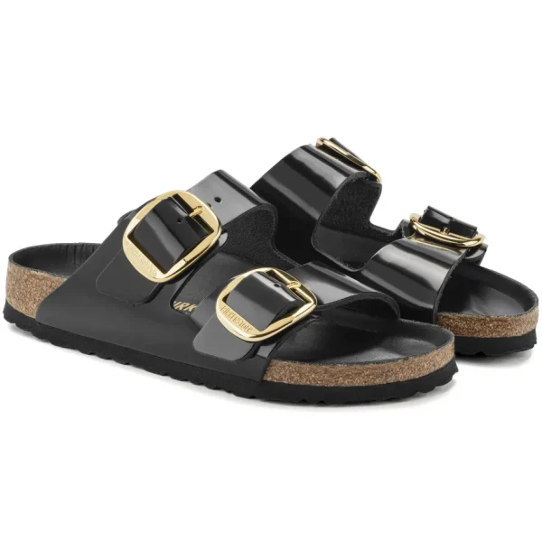 Donna Birkenstock Donna | – Arizona Big Buckle Shine Black, Natural Leather