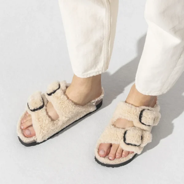 Donna Birkenstock Donna | – Arizona Big Buckle Shearling Teddy Eggshell