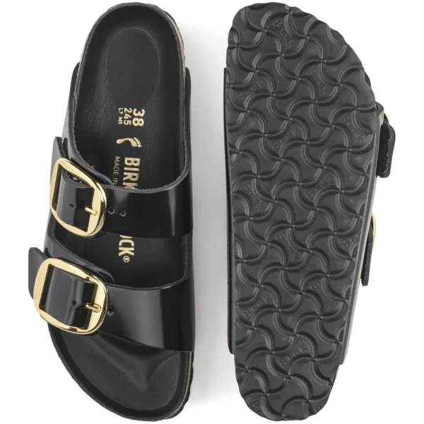 Donna Birkenstock Donna | – Arizona Big Buckle Shine Black, Natural Leather