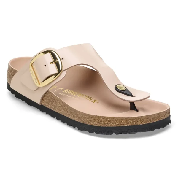 Donna Donna | Birkenstock – Gizeh Big Buckle Shine New Beige, Natural Leather