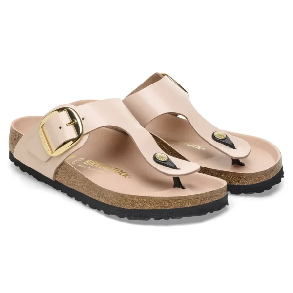 Donna Donna | Birkenstock – Gizeh Big Buckle Shine New Beige, Natural Leather