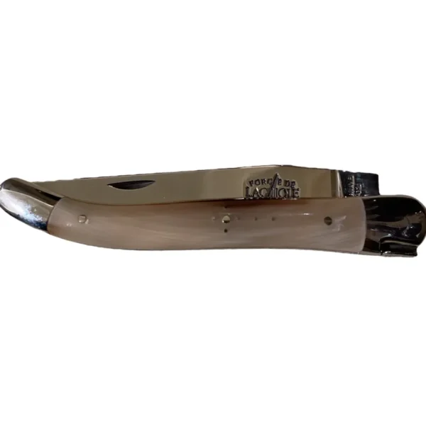 Laguiole Coltelleria | – Coltello Pieghevole 11 CM in corno biondo Lama Lucida