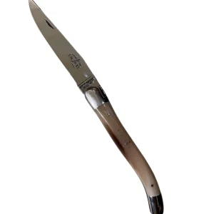 Laguiole Coltelleria | – Coltello Pieghevole 11 CM in corno biondo Lama Lucida