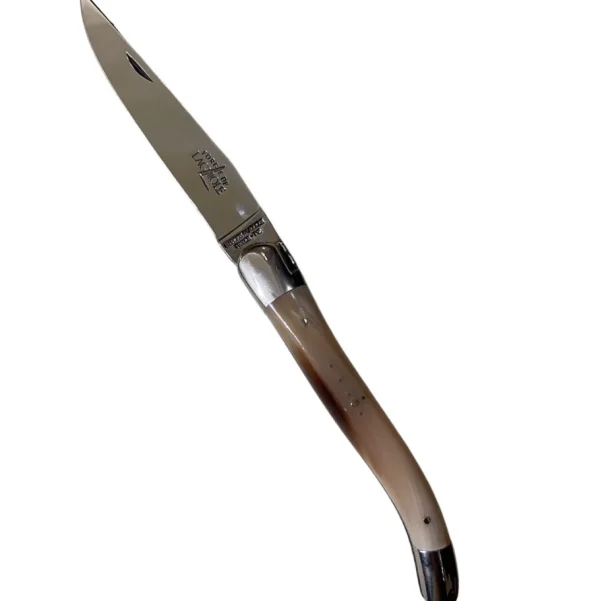 Laguiole Coltelleria | – Coltello Pieghevole 11 CM in corno biondo Lama Lucida