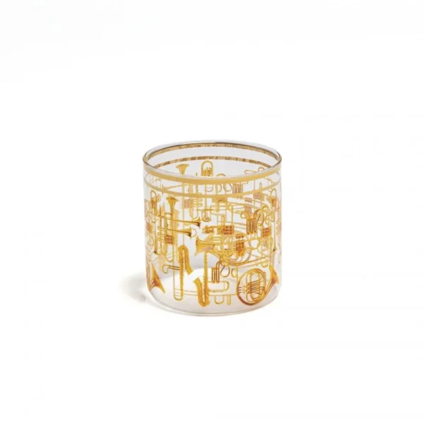 Seletti Arredo E Design | Tavola E Cucina | – Bicchiere in vetro “Toiletpaper Loves ” cm.8×8,5 TrumpetsART 15985